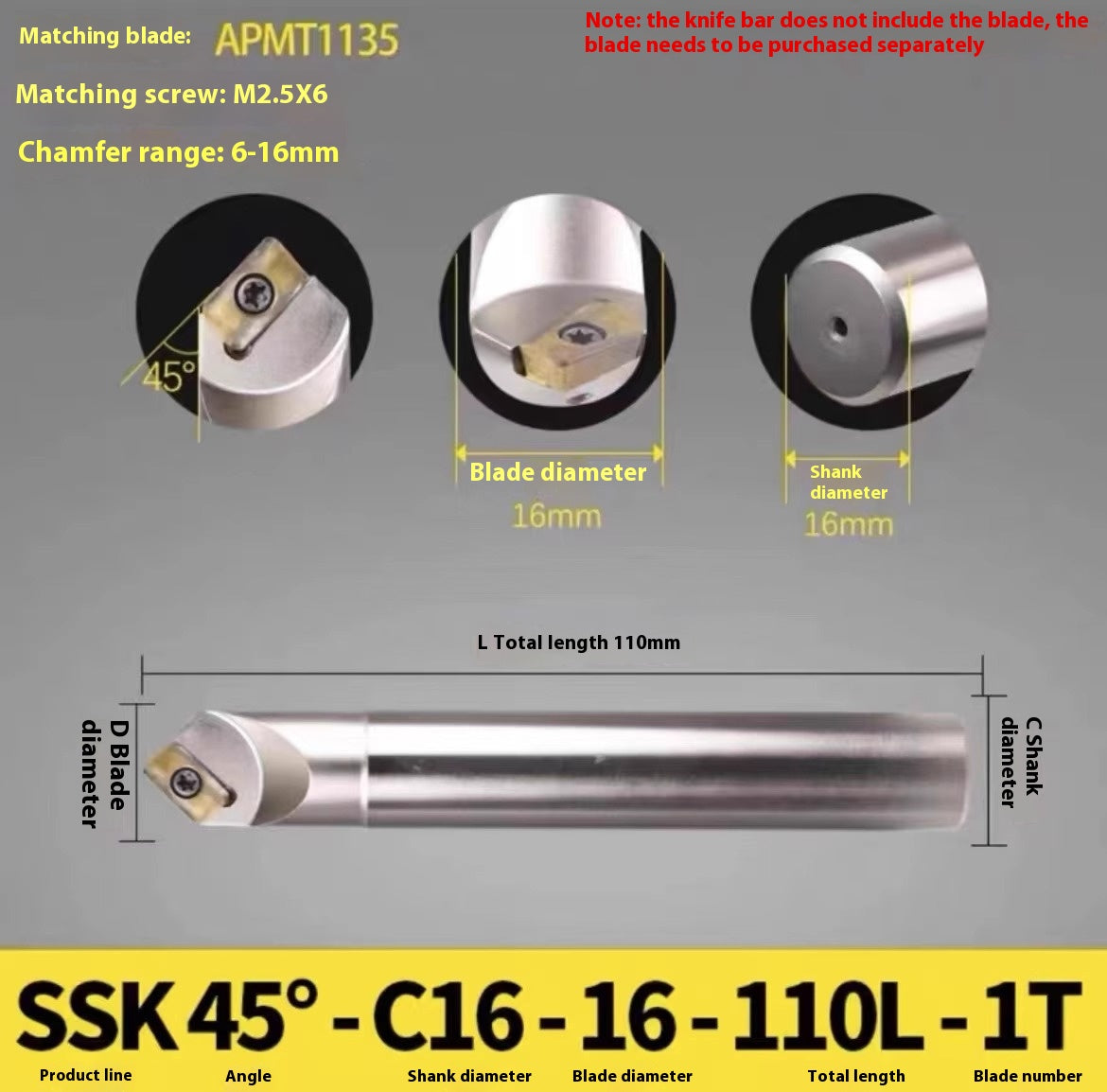1144-Shedding type fixed-point chamfering cutter 30 degree 45 degree 60 degree chamfering cutter bar SSK/SSP/TCM/SSY/SSO/SSH Shandong Denso Pricision Tools Co.,Ltd.